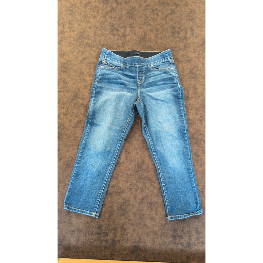 Maurices Womens Blue Pull On Flex Waist Capri Cropped Jeans Size Small Faded